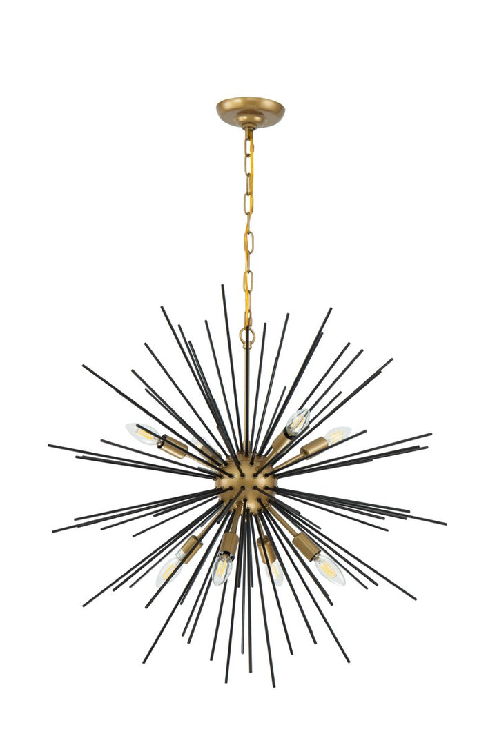 8 Light Brass And Black Pendant