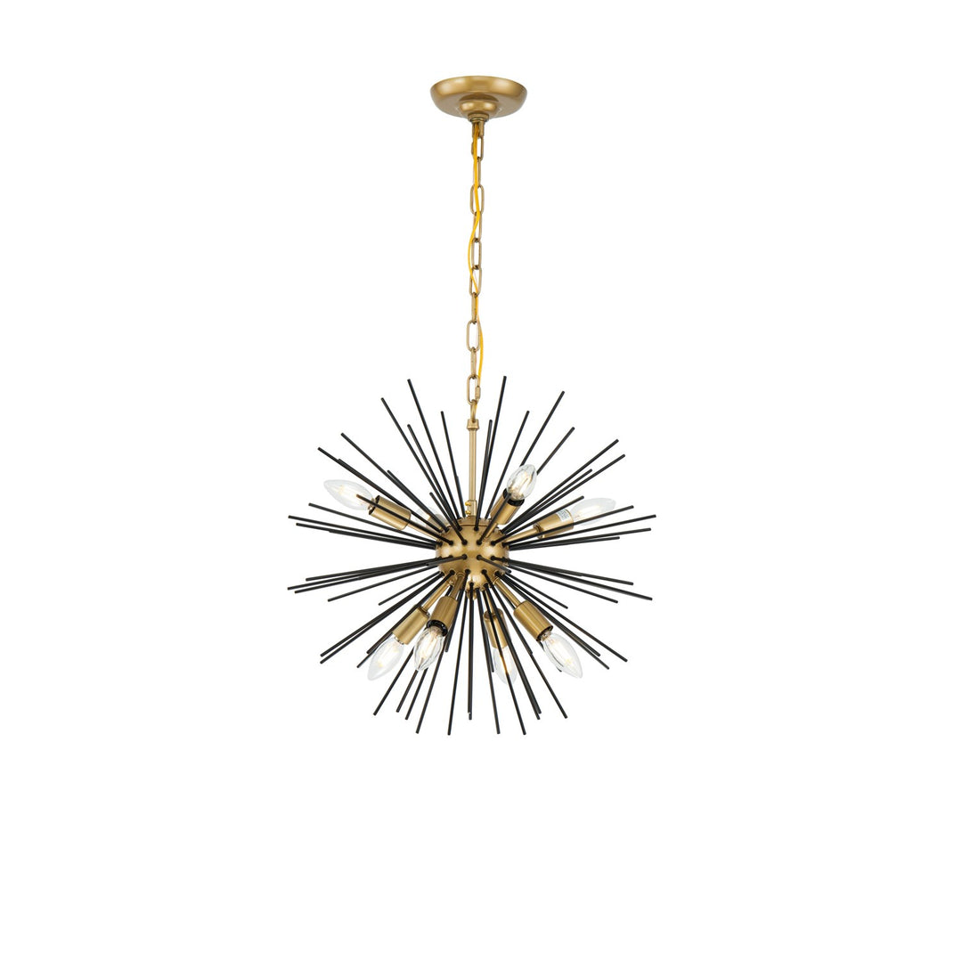 8 Light Brass And Black Pendant by Living District
