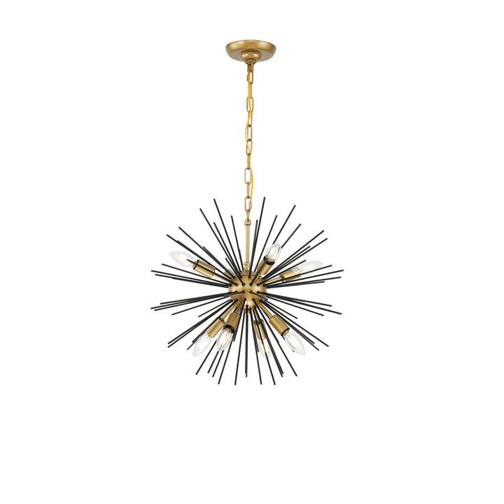 8 Light Brass And Black Pendant by Living District