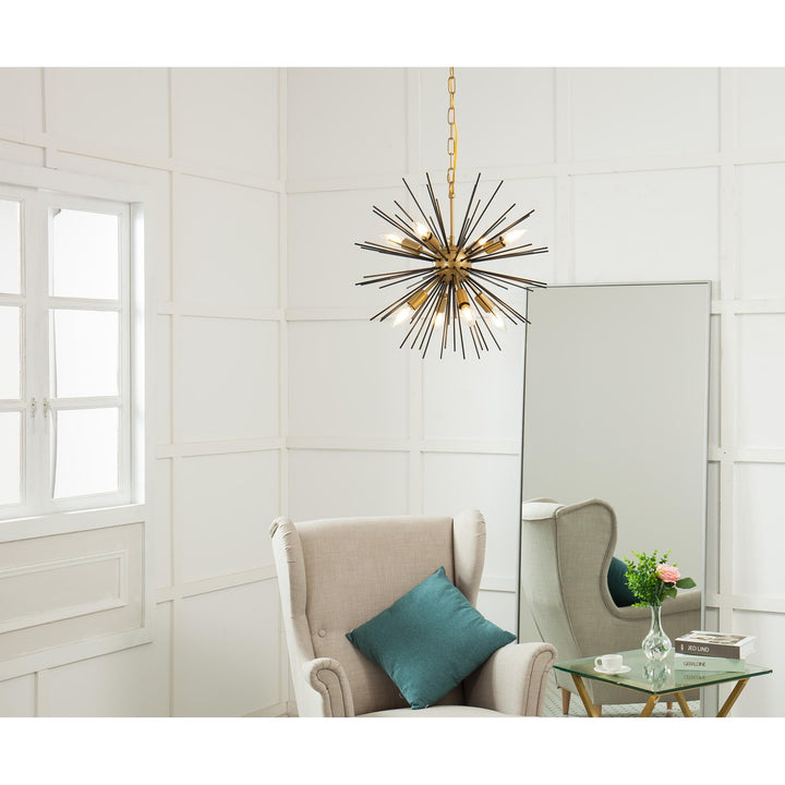 8 Light Brass And Black Pendant
