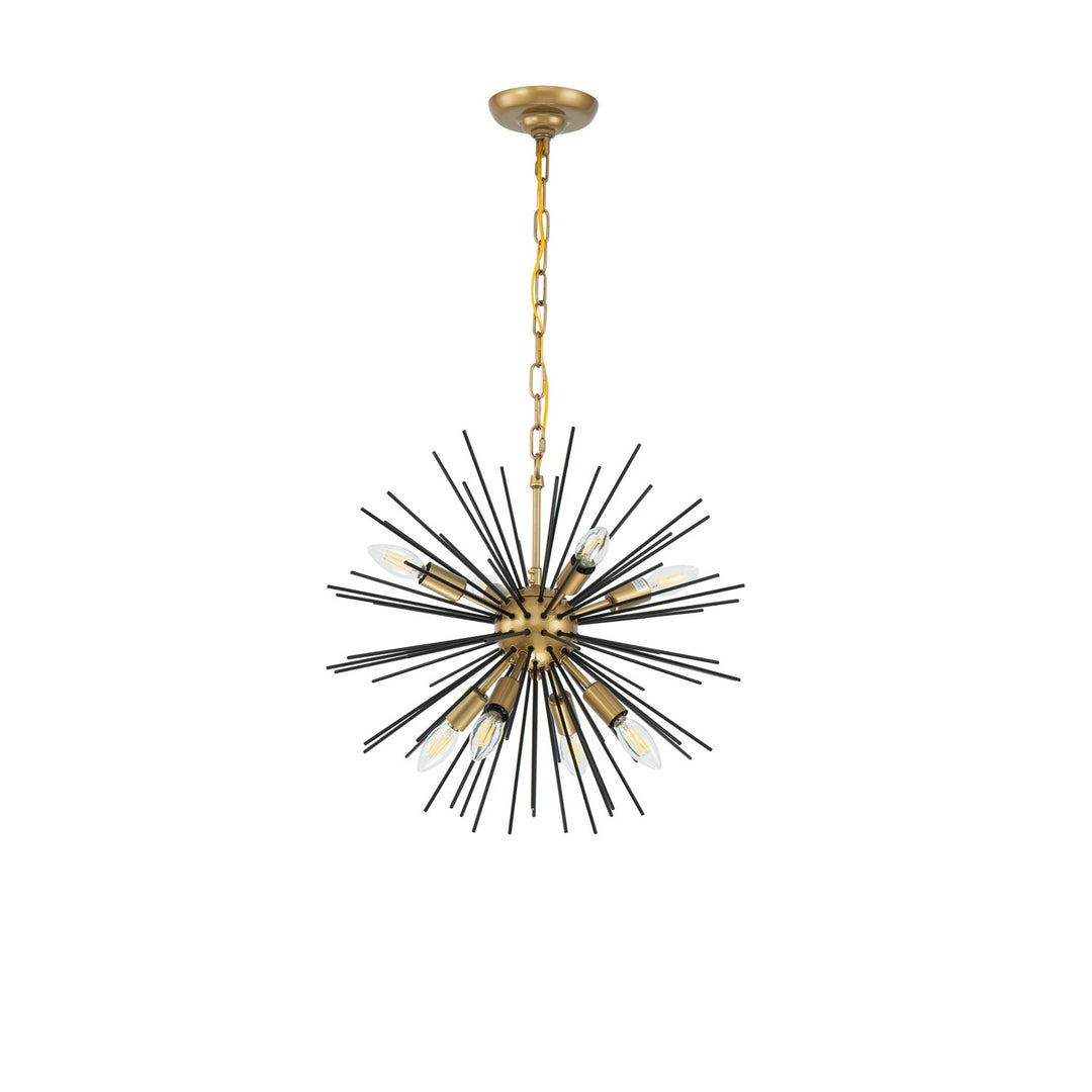 8 Light Brass And Black Pendant