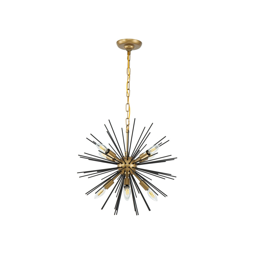 8 Light Brass And Black Pendant