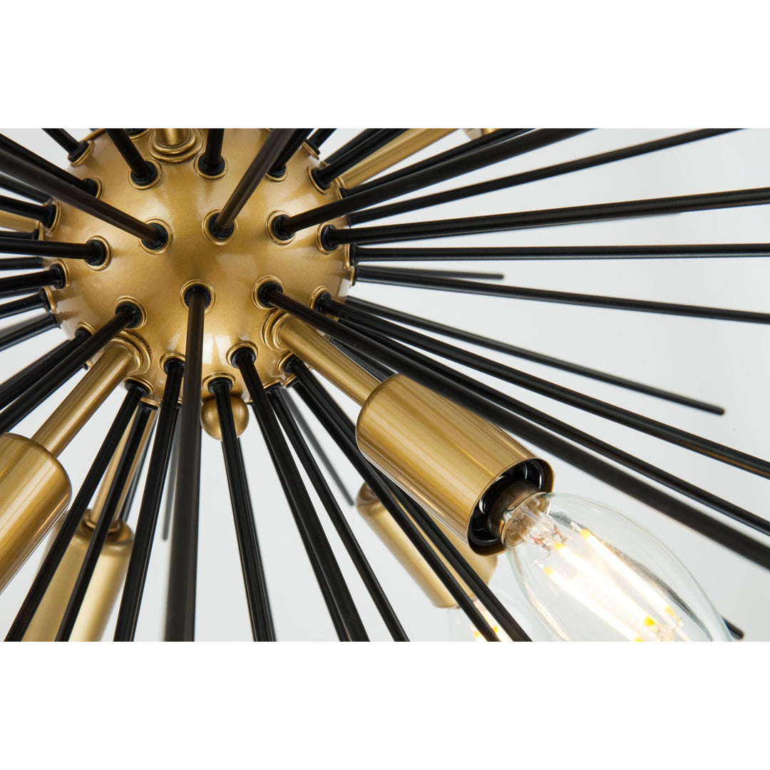 8 Light Brass And Black Pendant