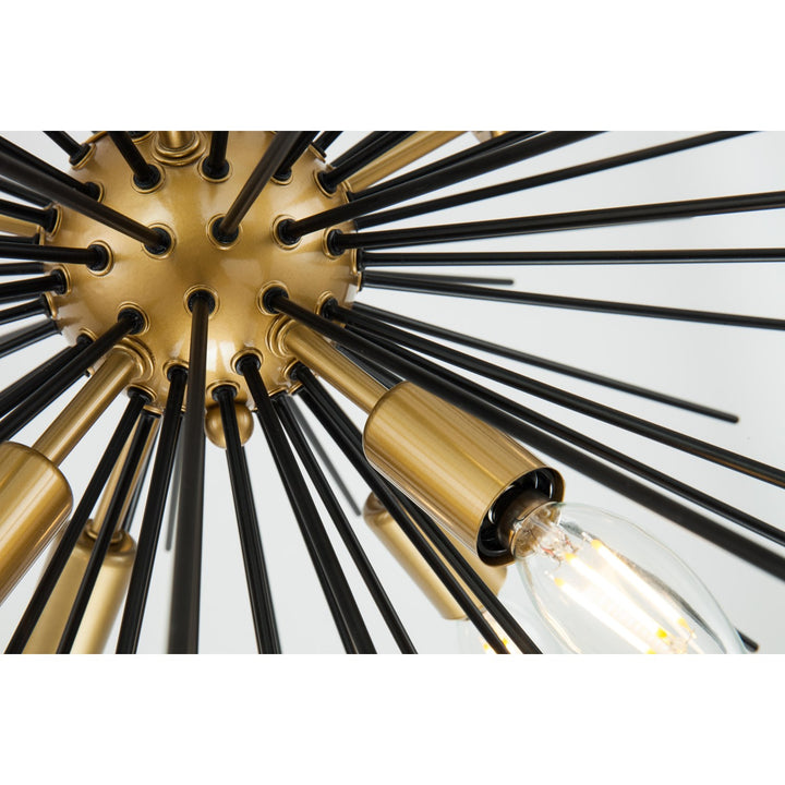 8 Light Brass And Black Pendant