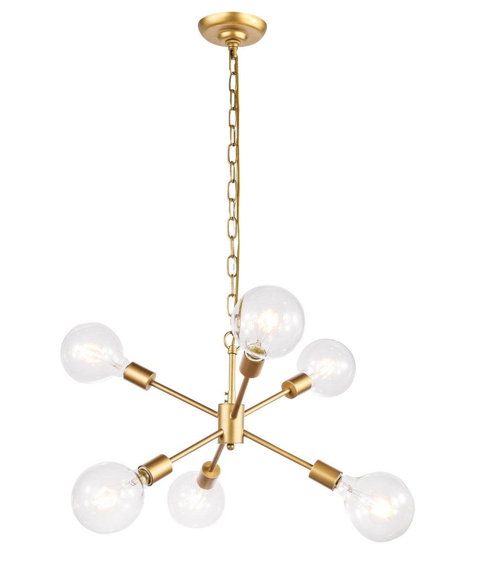 6 Light Brass Pendant by Living District