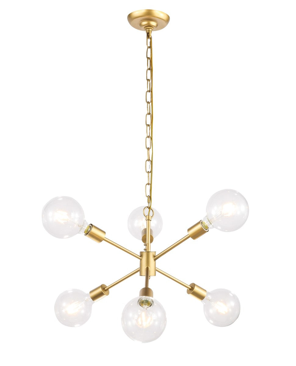6 Light Brass Pendant