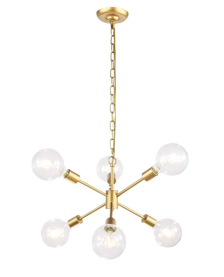 6 Light Brass Pendant