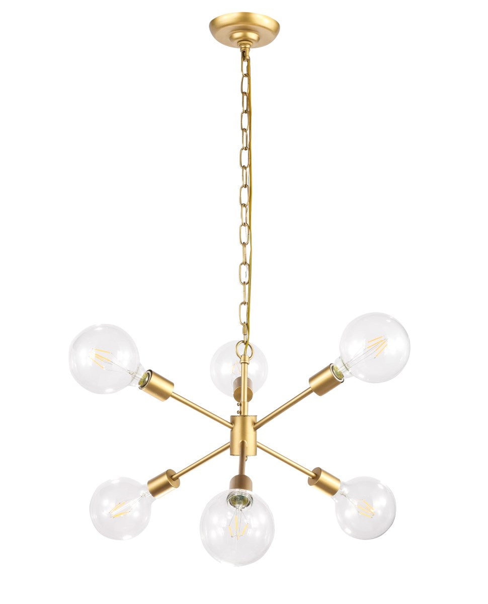 6 Light Brass Pendant