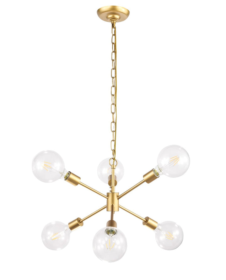 6 Light Brass Pendant