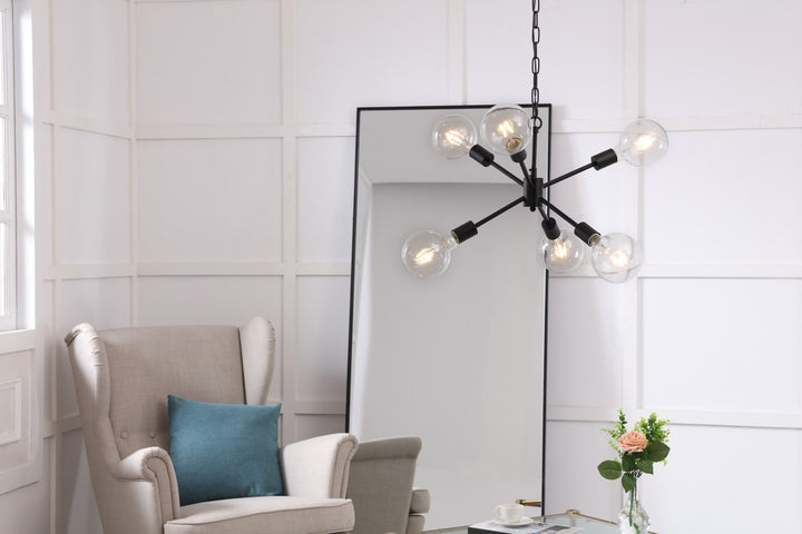 6 Light Black Pendant