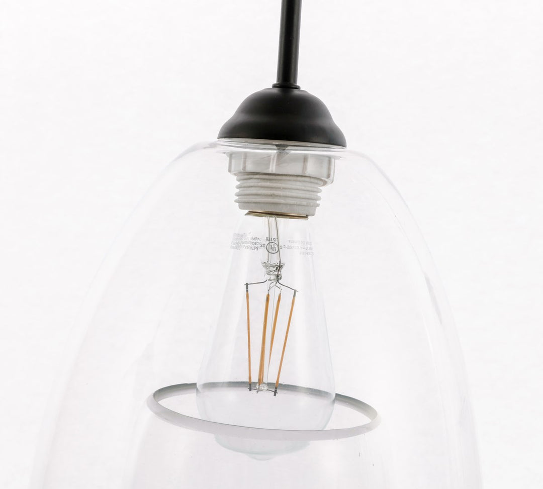 3 Light Black And Clear Glass Pendant