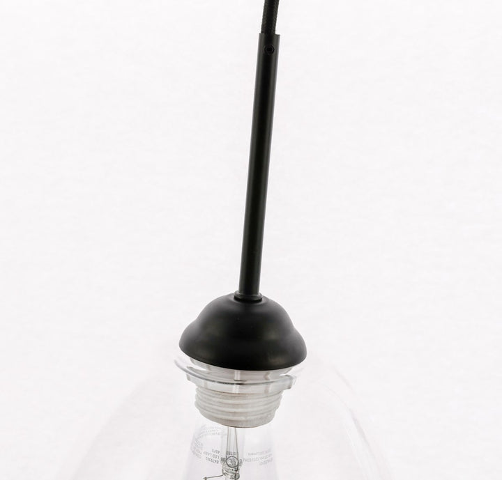 1 Light Black And Clear Glass Pendant