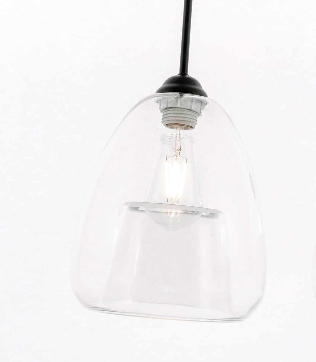 1 Light Black And Clear Glass Pendant