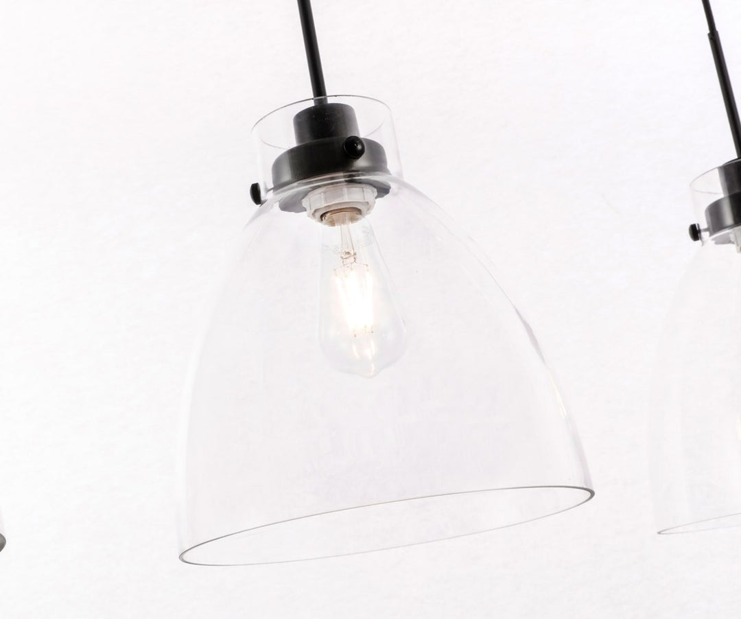3 Light Black And Clear Glass Pendant