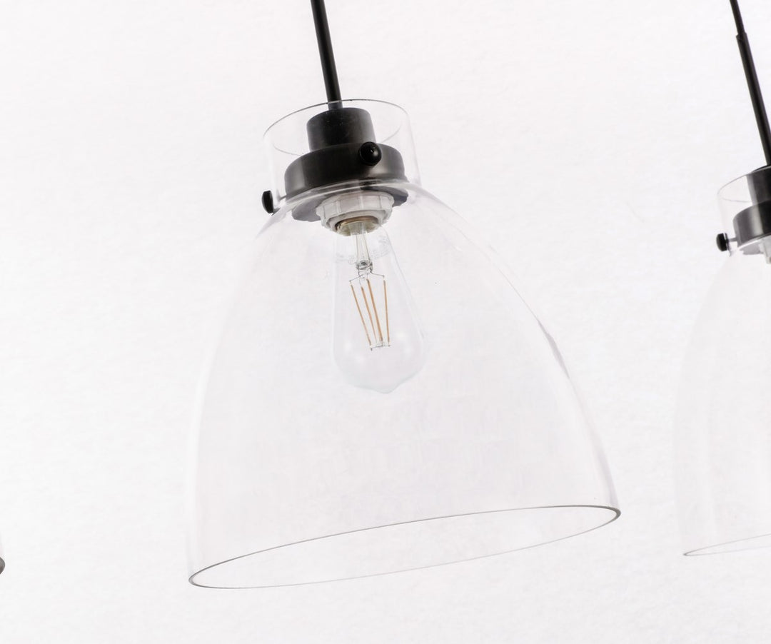 3 Light Black And Clear Glass Pendant