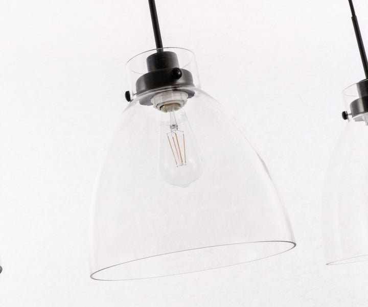 3 Light Black And Clear Glass Pendant