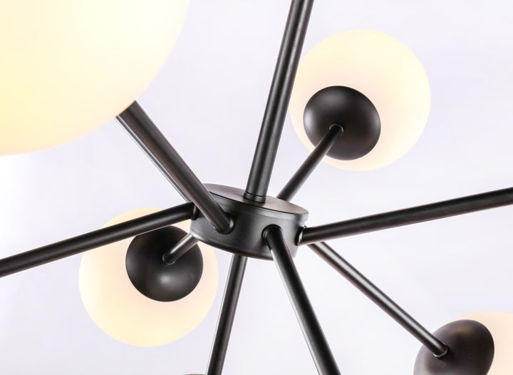9 Light Black And Frosted White Glass Pendant