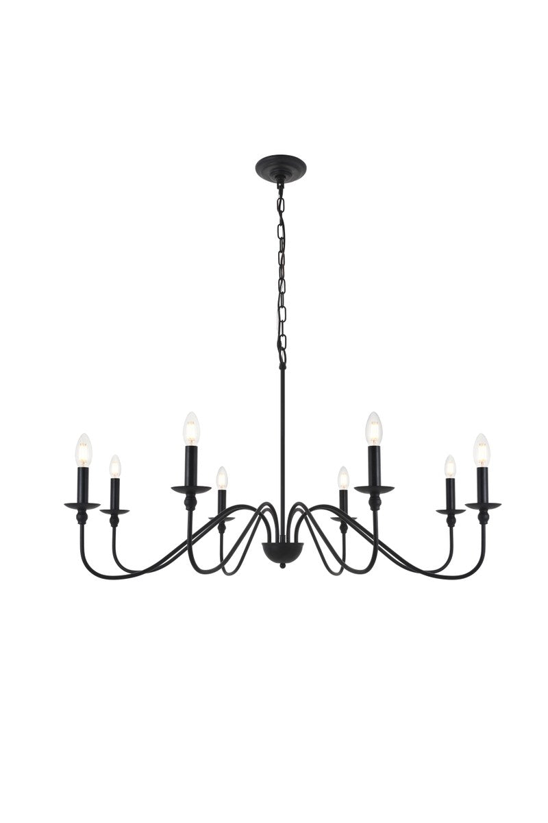 8 Light Matte Black Pendant by Living District