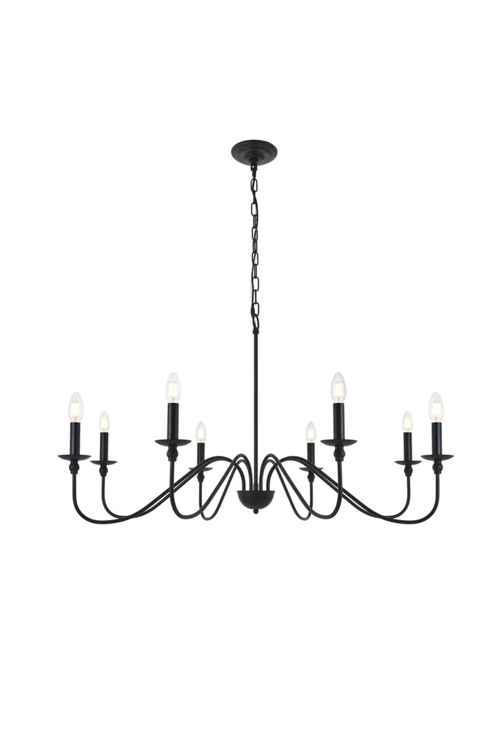 8 Light Matte Black Pendant by Living District