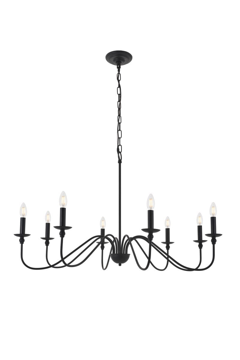 8 Light Matte Black Pendant