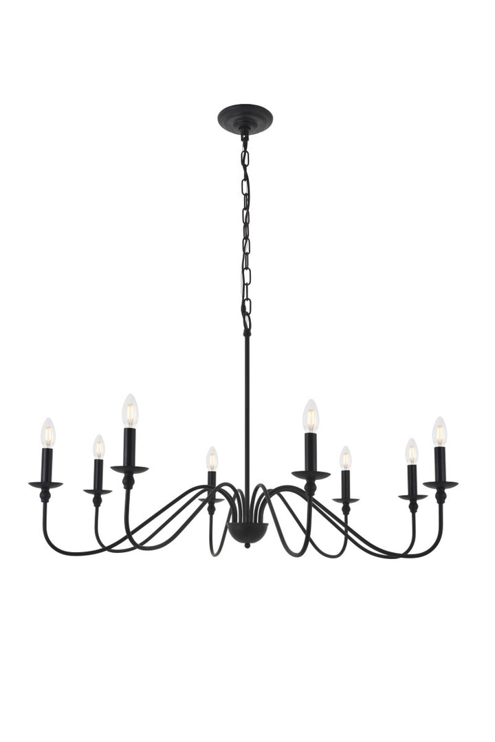 8 Light Matte Black Pendant