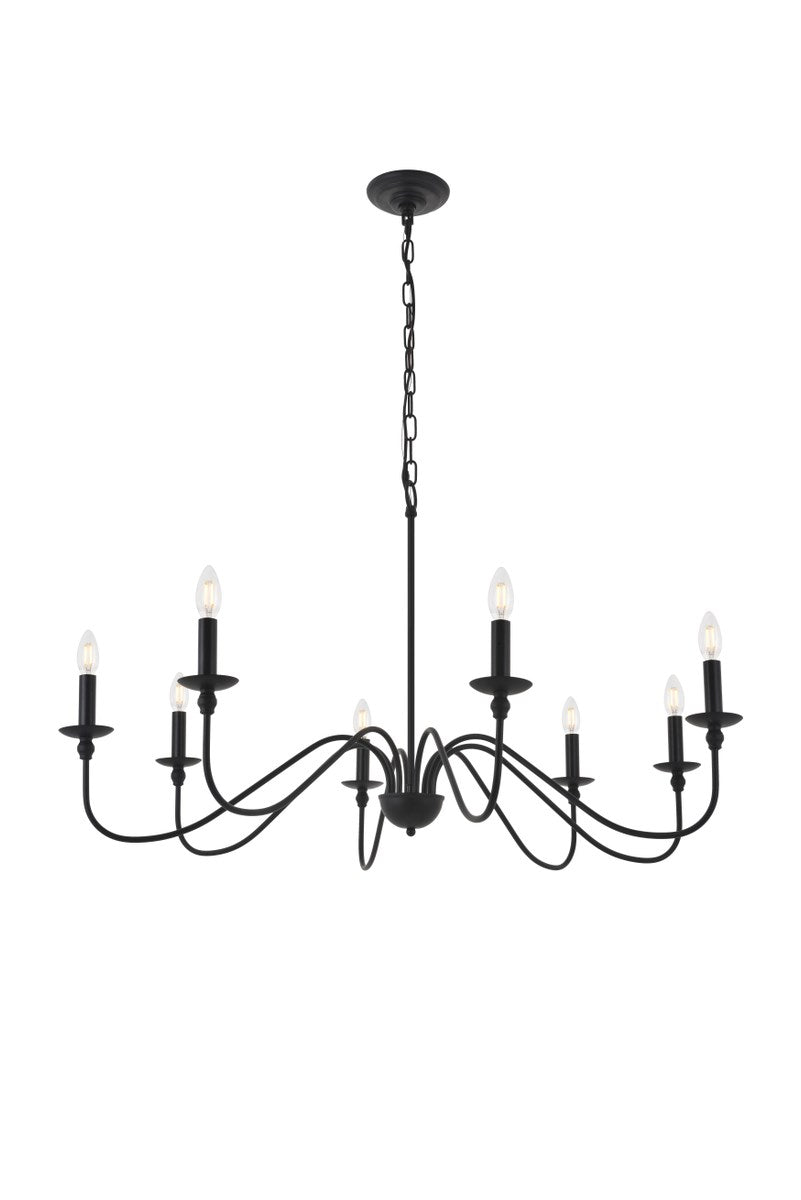 8 Light Matte Black Pendant