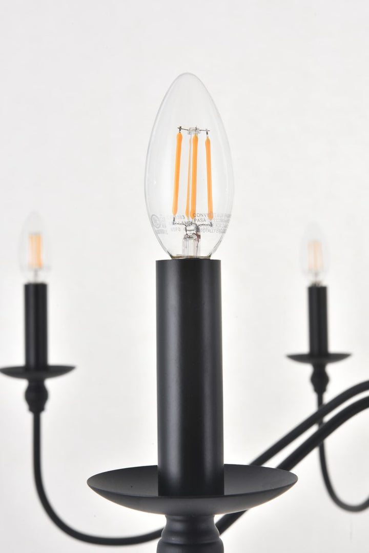 8 Light Matte Black Pendant
