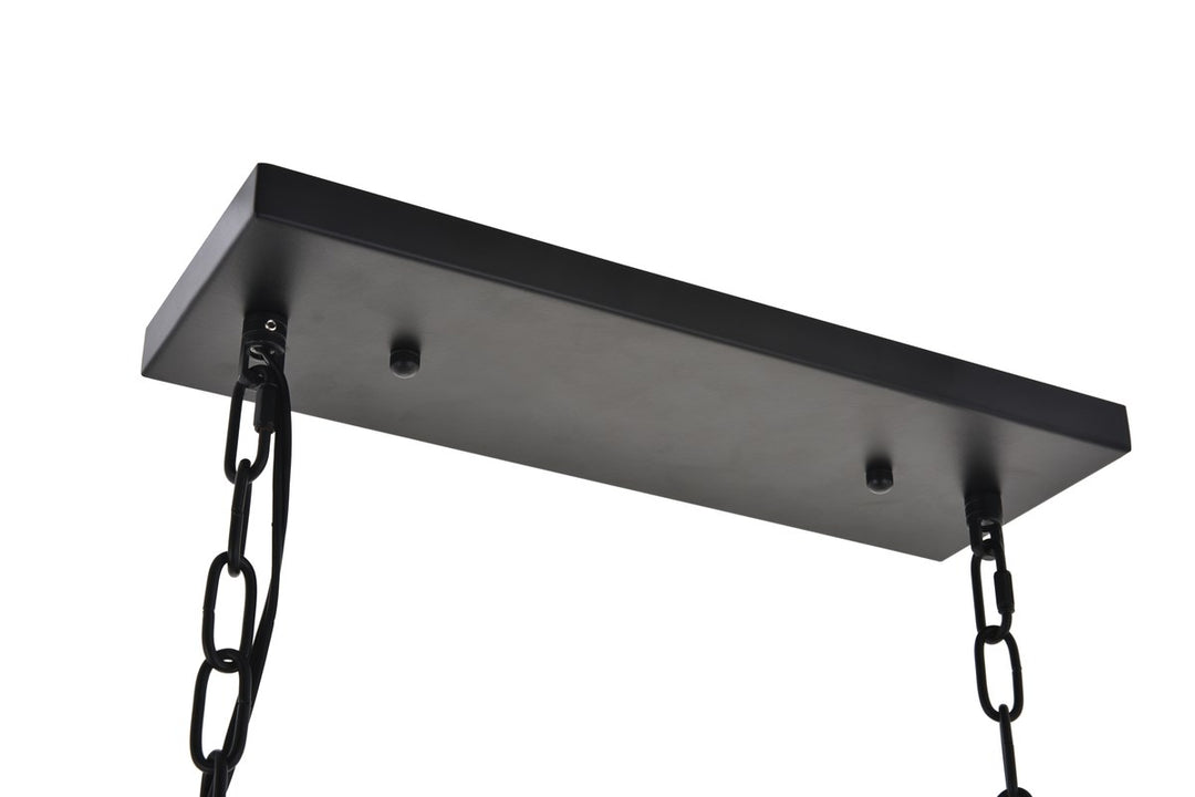 5 Light Brass And Black Pendant