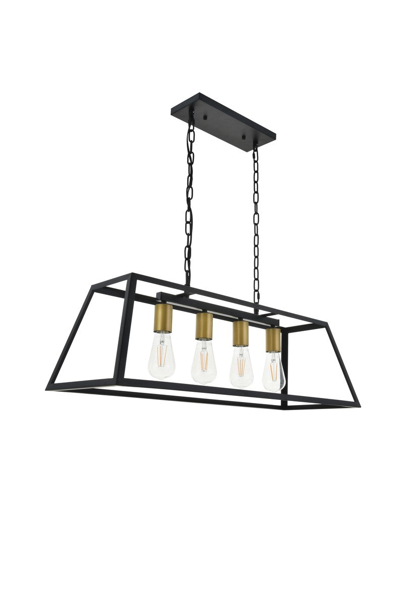 4 Light Brass And Black Pendant