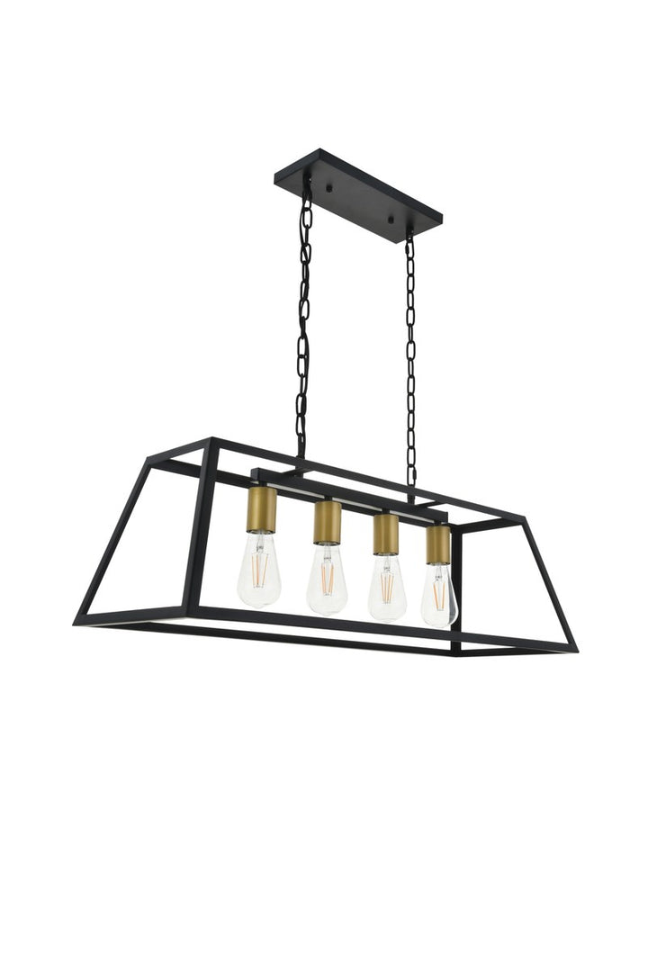 4 Light Brass And Black Pendant