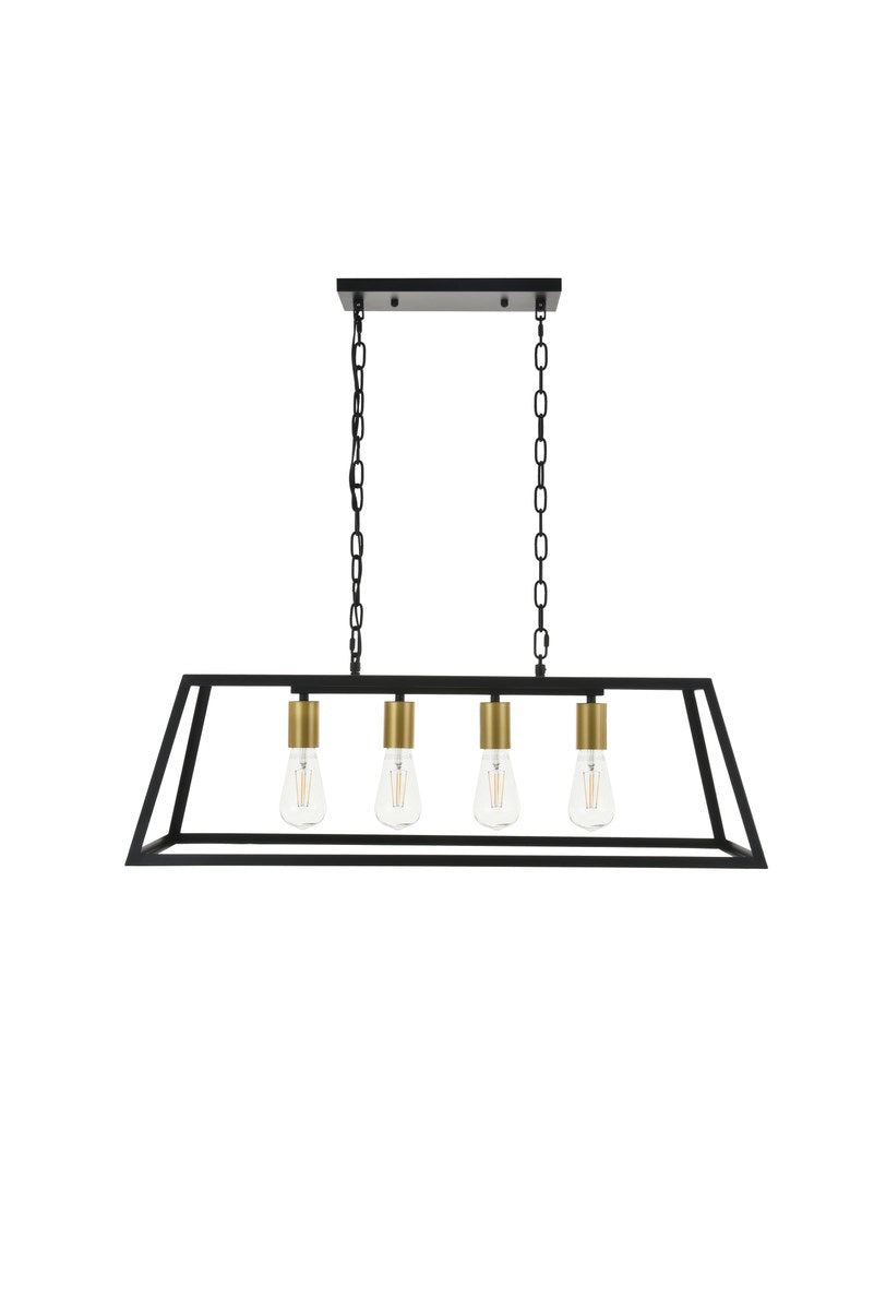 4 Light Brass And Black Pendant