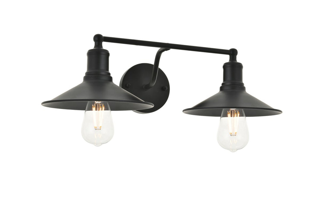 2 Light Black Wall Sconce