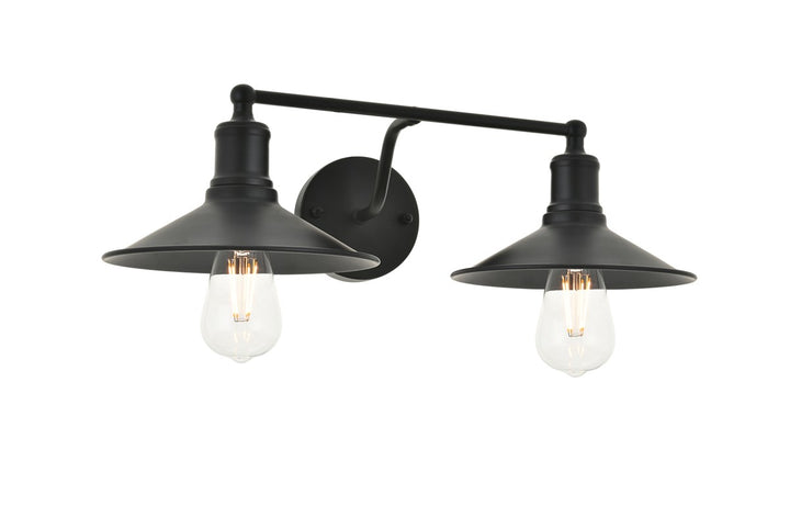 2 Light Black Wall Sconce
