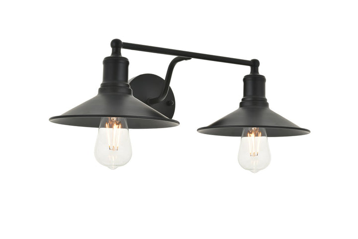 2 Light Black Wall Sconce