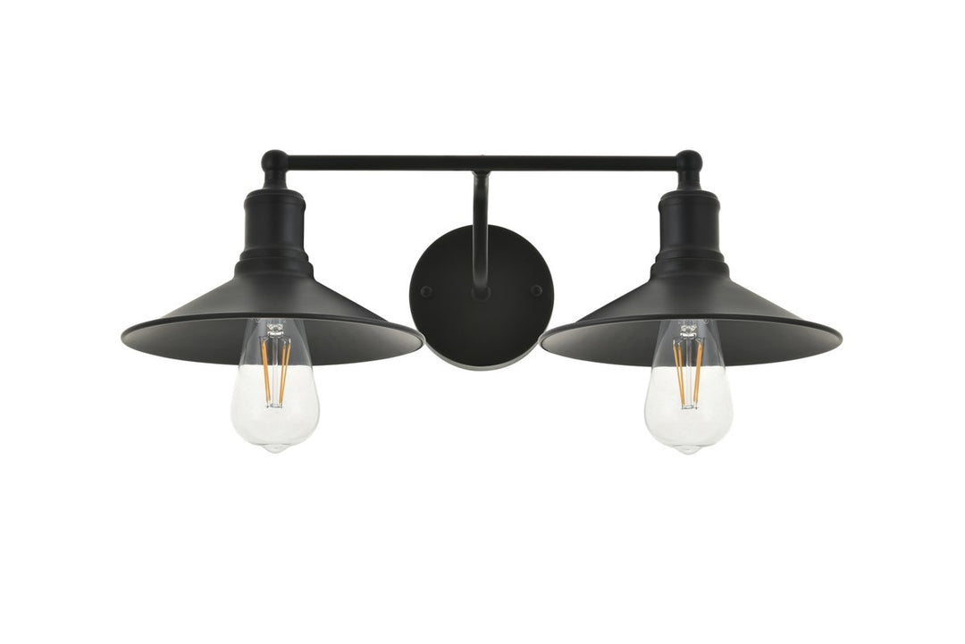 2 Light Black Wall Sconce