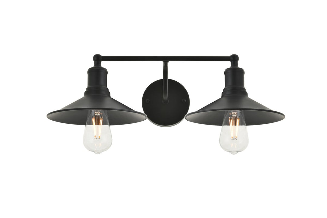 2 Light Black Wall Sconce