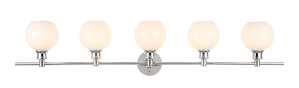 5 Light Chrome And Frosted White Glass Wall Sconce by Living District