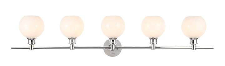 5 Light Chrome And Frosted White Glass Wall Sconce by Living District