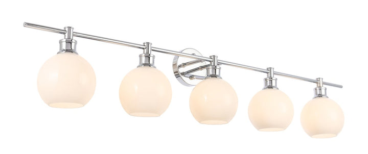 5 Light Chrome And Frosted White Glass Wall Sconce