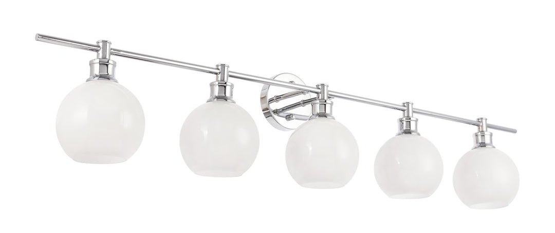 5 Light Chrome And Frosted White Glass Wall Sconce