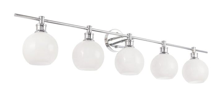 5 Light Chrome And Frosted White Glass Wall Sconce