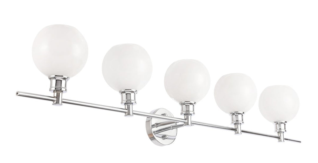 5 Light Chrome And Frosted White Glass Wall Sconce