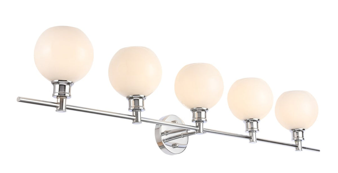5 Light Chrome And Frosted White Glass Wall Sconce