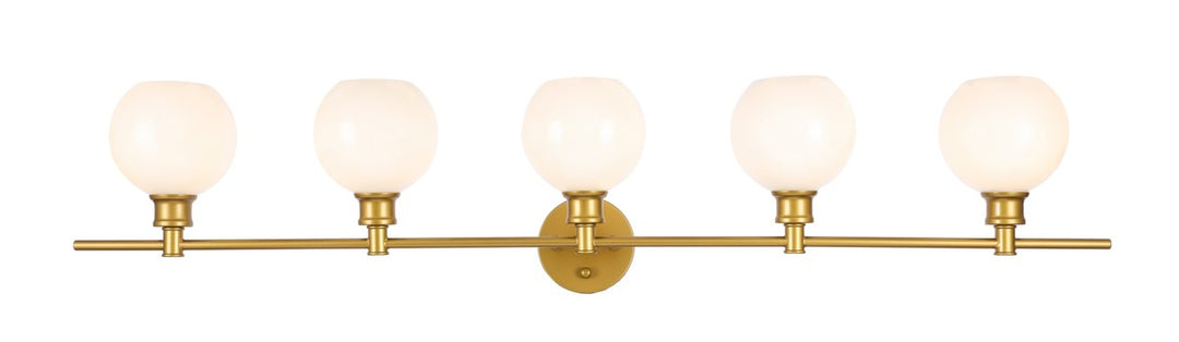 5 Light Brass And Frosted White Glass Wall Sconce by Living District