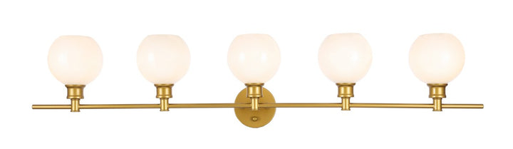 5 Light Brass And Frosted White Glass Wall Sconce by Living District