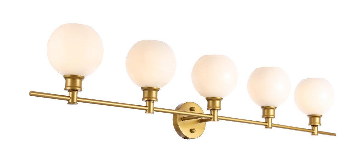 5 Light Brass And Frosted White Glass Wall Sconce