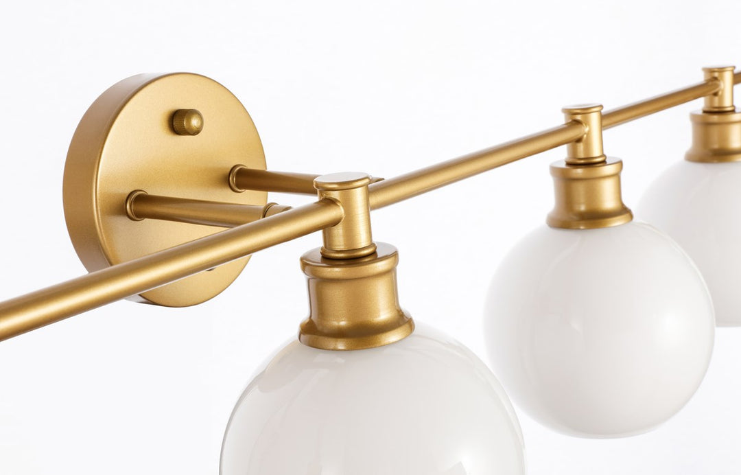 5 Light Brass And Frosted White Glass Wall Sconce