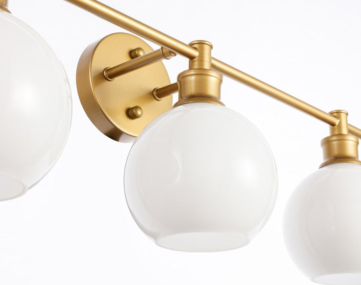 5 Light Brass And Frosted White Glass Wall Sconce