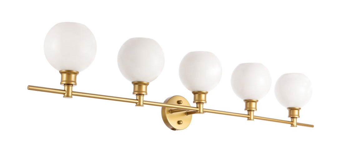 5 Light Brass And Frosted White Glass Wall Sconce
