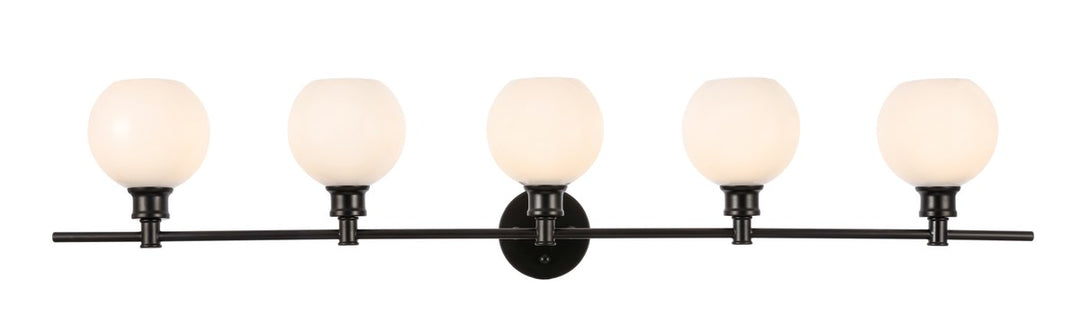 5 Light Black And Frosted White Glass Wall Sconce by Living District